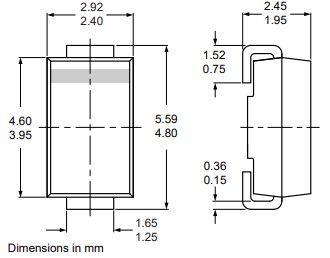 Mechanical Drawing - Nexperia ES1B Hyperfast Recovery Rectifier